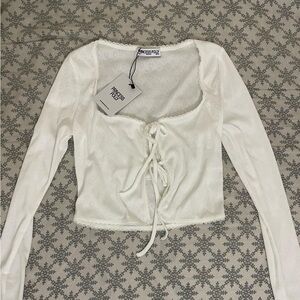 Princess Polly heart print front tie top